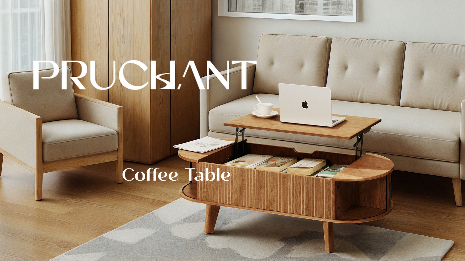 Amazon.com: Pruchant Oval Lift Top Coffee Table with Storage, 47.2